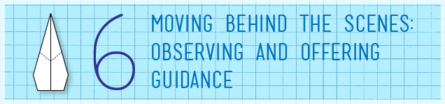 Graphic reads: 6: Moving behind the scenes: Observing and offering guidance