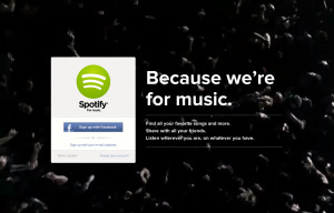 Spotify ad reads "Because we're for music"