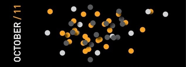 A pattern of abstract dots with a date that reads October/11