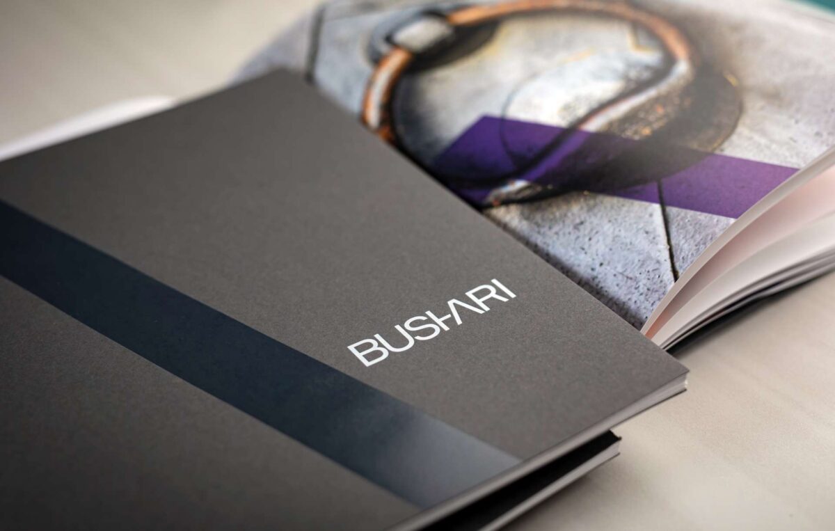 Collateral kit print marketing design for real estate brand Bushari