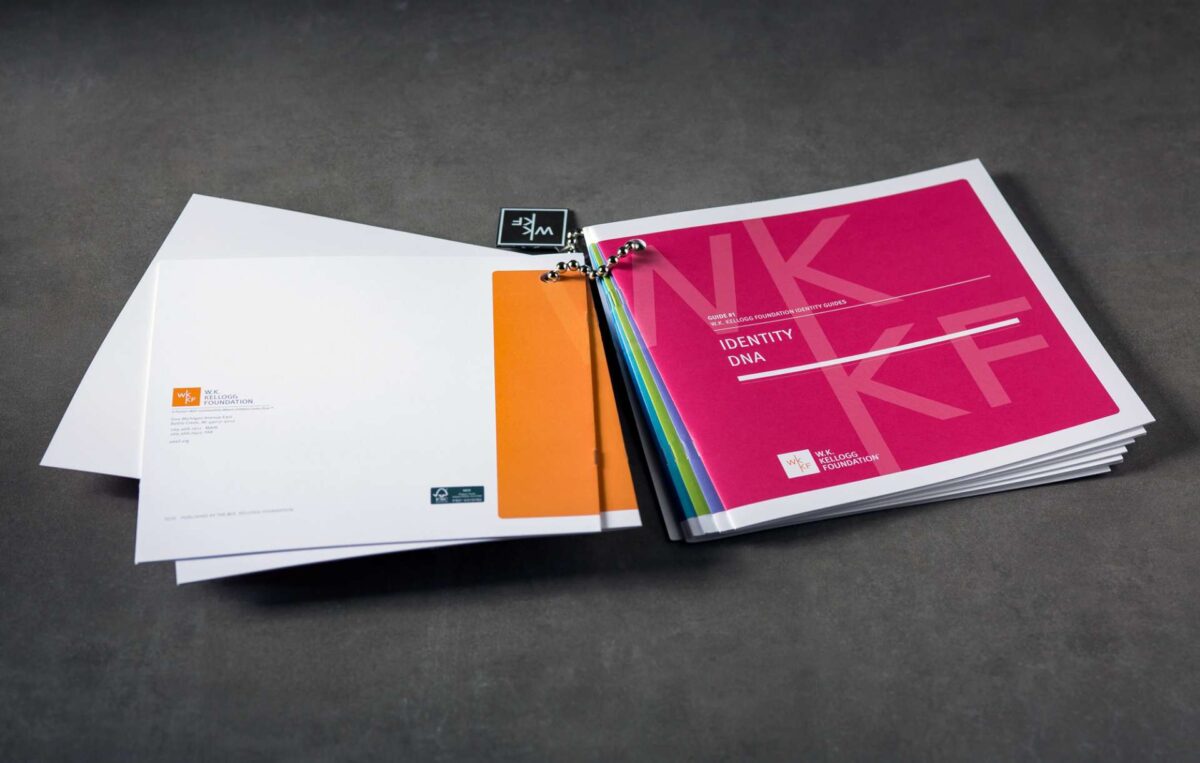 Identity guide designed for WK Kellogg Foundation rebranding