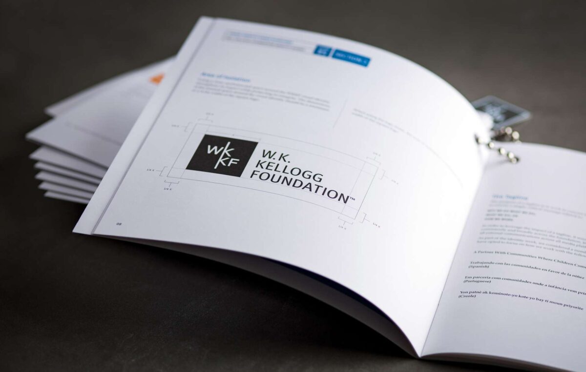 Identity guide designed for WK Kellogg Foundation rebranding