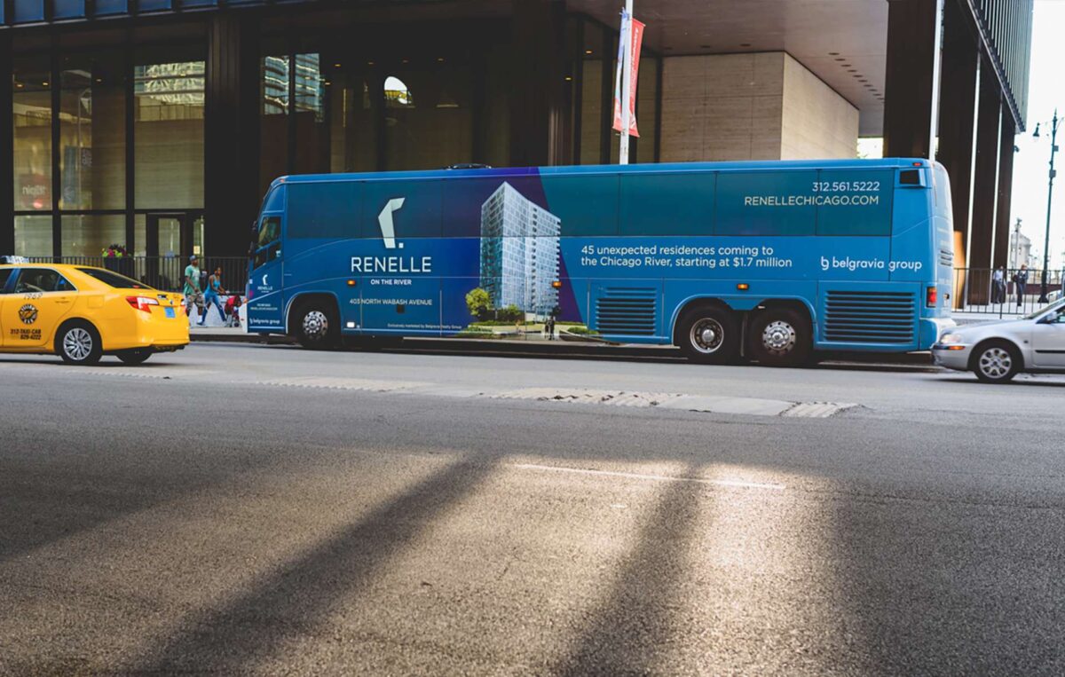 Bus ad for Renelle on the River