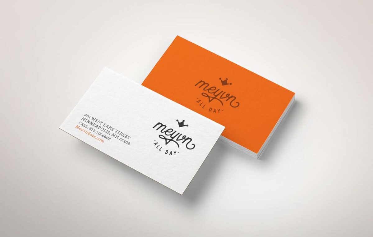 Business cards designed for retail dining experience Meyvn