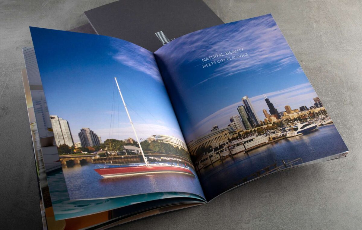 Real estate branding print brochure design for South Loop Luxury by Related