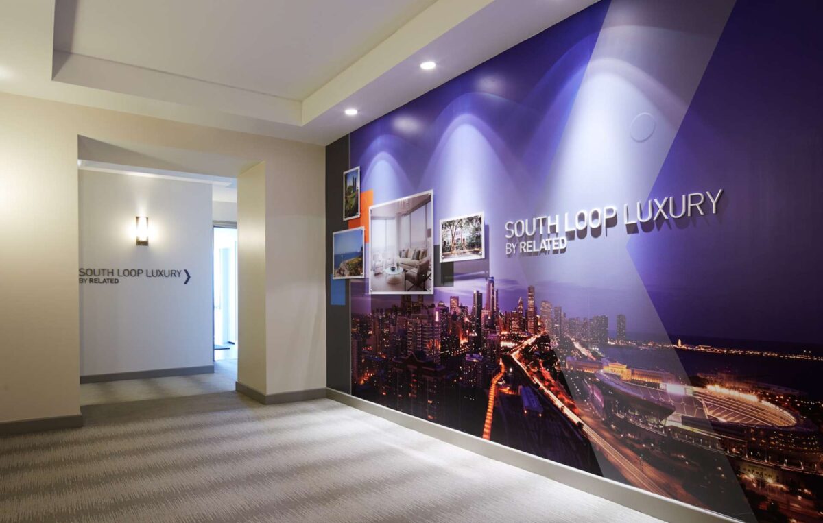 Sales Gallery in-house advertising designed for South Loop Luxury by Related